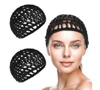 Hairnets for Sleeping In, Comfortable Breathable Hairnet for Silk Press, Wigs, Makeup, Hold Hairs in Place All Night, Black (2 Pack, Reusable & Elastic)