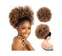 Hairpiece 1Pcs Afro Puff Drawstring Ponytail Extension for Black Women Clip in Synthetic Afro Curly Bun Hair Pieces Daily Use(10inch-1BT30)