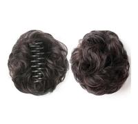 Hairpiece 1Pcs Messy Hair Bun Curly Chignon Claw Clip in Fake Hair Piece Synthetic Hair Chignon for Women Daily Use(Dark Brown)
