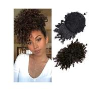 Hairpiece Afro High Puff Hair Bun with Bangs Synthetic Kinky Curly Drawstring Ponytail Hairpiece Daily Use(2)