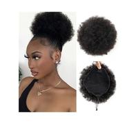 Hairpiece Afro Puff Bun Hair Piece 4 6 8 Inch Kinky Curly Human Hair Drawstring Ponytail Hair Extensions Daily Use(4Inches)