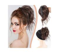 Hairpiece Claw Clip Messy Hair Piece Synthetic Loose Wavy Chignon Hair Extension Ponytail Hairpieces Daily Use(Light Brown)