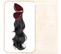 Hairpiece Elegant Hair Accessories Hair Extension Triangular Claw Clip Ponytail Wig Trendy Fluffy Long Wavy Layered Ponytail Year(Natural Black)