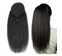 Hairpiece Kinky Straight Clip In Hair Extensions Pony Tails Wrap Around Drawstring Ponytail Human Party(16inches)