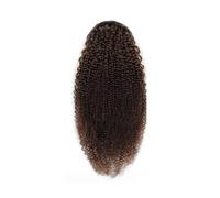 Hairpiece Light Brown Afro Kinky Curly Ponytail Human Hair Extension Drawstring 18inches Party