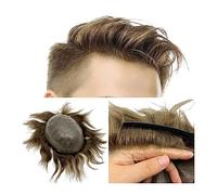 Hairpiece Men Toupee 6" Human Hair Systems 0.04~0.06 mm Thin Skin PU Base Invisible Knot Natural Hairline 8x10" Men's Capillary Prothesis Man Toupee(6 inches 18# 120%)