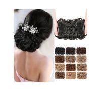 Hairpiece Messy Dish Hair Bun Extension Short Wave Curly Easy Stretch Hair Combs Clip in Ponytail Extension Daily Use(18H613)