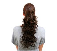 Hairpiece Ponytail Butterfly Clip Curly Long Voluminous Brown 45cm C128