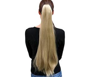 Hairpiece PONYTAIL very long straight medium BLOND (T113 Colour 24) Butterfly Clamp Clip-On Extension