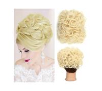 Hairpiece Short Messy Bun Hair Piece Curly Dish Hair Bun Extension Combs Clip in Ponytail Scrunchies Daily Use(613)