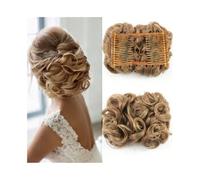 Hairpiece Short Messy Curly Dish Hair Bun Extension Easy Stretch Hair Scrunchie Combs Clip in Ponytail Hairpieces Daily Use(24)
