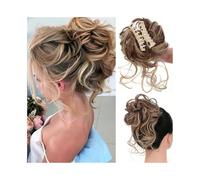 Hairpiece Synthetic Curly Wavy Hair Bun Messy Curly Chignon Claw Clip in Ponytail Hair Extension Daily Use(NC/4HL)