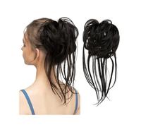 Hairpiece Synthetic Elastic Messy Bun Hairpieces Natural Wave Scrunchie Ponytail Hair Extensions for Women Daily Use(Off Black)