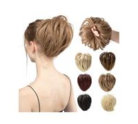 Hairpiece Synthetic Fake Hair Bun Messy Hairpiece 7" Short Straight Ponytail Elastic Hair Extensions Daily Use(Ash blonde)