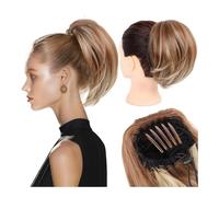 Hairpiece Synthetic Hair Bun Chignon Updo Elastic Drawstring Short Ponytail Hairpiece Comb Clip in Hair Extensions Daily Use(12H24)