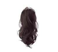 Hairpiece Synthetic Half tied High Ponytail Wig Grip Clip Back of Head Fluffy Increase Volume Wave Roll Party(Dark Brown)
