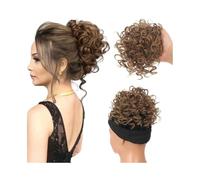 Hairpiece Synthetic Messy Bun Hair Piece Short Elastic Drawstring Hair Buns Clip in Curly Ponytail Hairpiece Daily Use(12H16)
