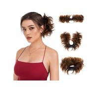 Hairpiece Synthetic Messy Bun Hair Piece Short Natural Straight Side Comb Clip in Ponytail Extension Daily Use(2T30)
