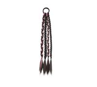 Hairpiece Synthetic Twist Braid Ponytail Extensions With Rubber Band Braided Hair Black Natural Wig Party(Four-Strand Type-01)
