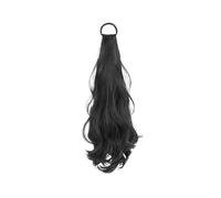 Hairpiece Synthetic Women's Rubber Band Ponytail Big Wavy Hair Simulation Natural Temperament Party(Natural Black)