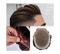 Hairpiece Toupee for Men French Lace & PU Base Men's Toupee 6" Human Hair System Unit Toupee 30 Wave Wig Medium Density Durable Male Hair Prosthesis Man Toupee(30MM Wave 110% Density,6x8)