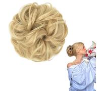 Hairpiece with Elastic Band, Large Bun Hairpiece, Hair Scrunchie with Hair, Curly, Messy Bun Extensions, Real Hair Piece, for Women and Girls, Gloden Blonde