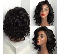 Hairpieces 14 inch Lace Front Wig Fluffy Wave Curly Hair Heat Resistant Fiber Synthetic Hair for Women Black Daily Cosplay Halloween Party