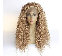 Hairpieces Fluffy Long Wavy Curly Wig Lace Front Wigs High Temperature Wire Synthetic Hair for Women Cosplay Costume Halloween Party Gold 1426inches 18in 18 in