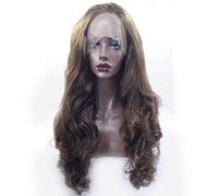 Hairpieces Fluffy Wave Wig Long Curly Hair Lace Front Wig Heat Resistant Fiber Synthetic Hair for Women Brown Daily Cosplay Halloween Party 18in 22 in