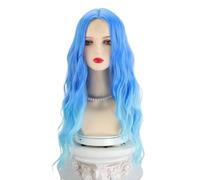 hairpieces for women Mid Split Blue Gradient Long Curly Hair Wig, Personalized, Suitable For Parties And Daily Wear Ponytail for Women
