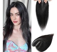 Hairpieces for Women Real Human Hair 360° 3D Topper for Thinning Crowns Invisible Enhancement Hand-Knotted Swiss Lace Base Hairpieces without Fringe Realistic Hairline Line #1B