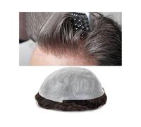 Hairpieces Male Hair Prosthesis Ultra-thin PU Skin 0.02mm-0.04mm All V-Loop Hand Tied Toupee Hairpieces for Men Indian Human System Units(Darkest Brown,7x10)
