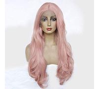Hairpieces Pink Long Wave Wig Fluffy Curly Hair Lace Front Wig Heat Resistant Fiber Synthetic Hair for Women Daily Halloween Party Cosplay 24in 16 in