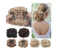 Hairpieces Synthetic Hair Messy Hair Bun Pieces Clip in Hair Extension Dish Curly Hair Bun Chignon Ponytail Hairpiece with 2 Comb Clips for Women Bun Hair(Dark brown)