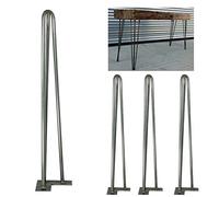Hairpin Legs 71cm 28 Inch Raw Steel Industrial Mid Century Modern Style, 10mm Thickness 3 Pin, Pre-Drill Holes, Dining Desk Tables Furniture Legs DIY Project, 4PCS