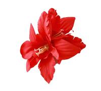 Hairpin Side Clip with 3D Fabric Flowers Simulated Butterfly Design Hair Accessory for Beach Vacation Photos Party Wear Lightweight Stylish Gift Red