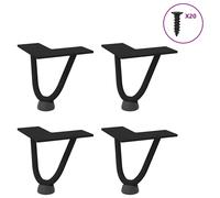 Hairpin Table Legs 10cm Black Solid Powder-Coated Steel with Levelers Set (4pcs)