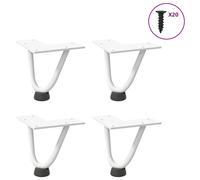 Hairpin Table Legs 10cm White Solid Powder-Coated Steel with Levelers DIY (4pc)