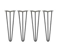 MonsterShop Hairpin Legs 4 x 16" - 3-prong, 10mm Raw Steel - Silver