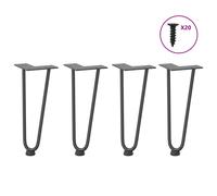 Hairpin Table Legs 30cm Anthracite Solid Powder-Coated Steel Set of 4 Levellers