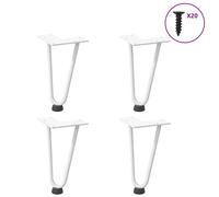 Hairpin Table Legs 4 pcs White 20 cm Solid Steel Berkfield Home White One Size