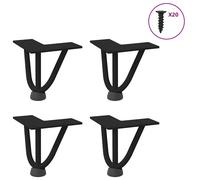 vidaXL Hairpin Legs for Coffee Table 4 pcs Black 10 cm Solid Steel