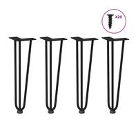 Hairpin Table Legs Black 42cm Solid Powder-Coated Steel 4pc Set Adjustable Feet