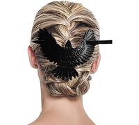 Hairpin with a Black Raven, Barrette Crow, Halloween Hair Clips Bat Hairpin, Metal Hairpin Raven, Gothic Hair Accessories, Retro Hair Sticks Hair Pin Hair Accessories (Crow)
