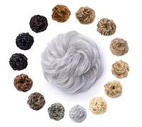Hairro Messy Bun Bun Hairpiece for Women Bun Updo Synthetic Hair Donut Stretchy Wedding Bridal Chignons Simple Bun Hairpiece 1 Piece 40g #Silver Grey