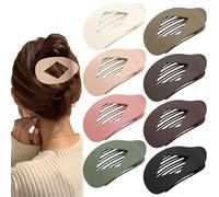 Hairshowgala Flat Hair Clips for Women - 6Pcs Oval Claw Clips for Thick Medium Thin Hair - Non Slip Strong Hold Barrettes Duckbill Accessories for Women Girls Matte Solid Neutral Color (Neutral Color)