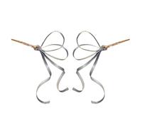 Hairstyle Accent Pair for Women, Decorative Ribbon Knot Stick Set, Smooth Metal Finish, Easy Daily Outfit Matching Ribbon Hair Stick Decorative Hair Accessory Side Updo Ornament Long Tail Hairpin Half