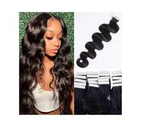 Hairstyles Body Wave Tape in Human Hair Extensions for Black Women #1B Natural Black Brazilian Remy Hair 20Pcs 50g Invisible Skin Weft Tape in Hair Extensions Tool(24 inches)