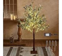 Hairui LED Tree Lights Artificial Illuminated Olive Tree 4ft 160 LEDs Warm White Artificial Green Plants with Lights for Wedding Holiday Party Decoration
