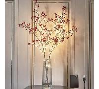 Hairui Lighted Artificial Red Berries Branch with Fairy Lights 32IN 80 LED Battery Operated or USB for Christmas Holiday Winter Home Decoration
